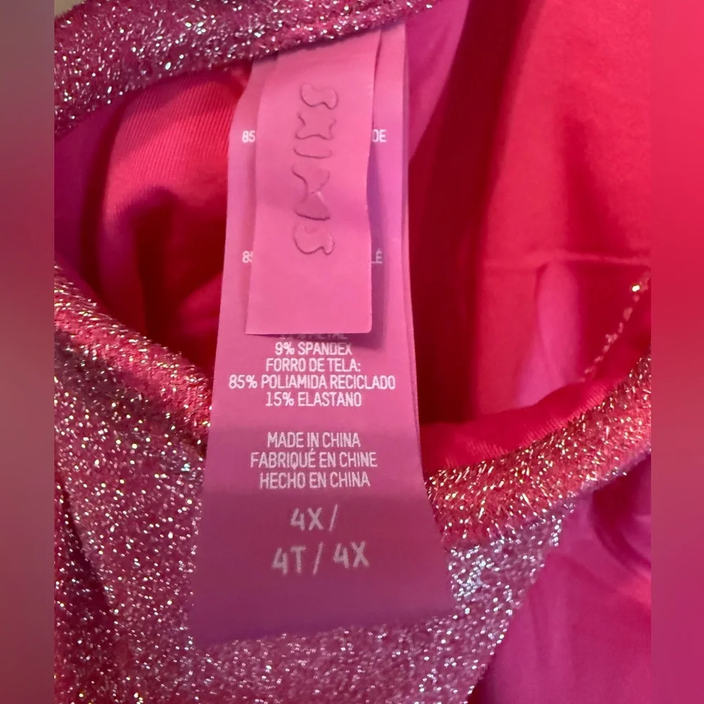 SKIMS Glitter Swim One Piece in Magenta Pink Glitter Fabric- Size 4X